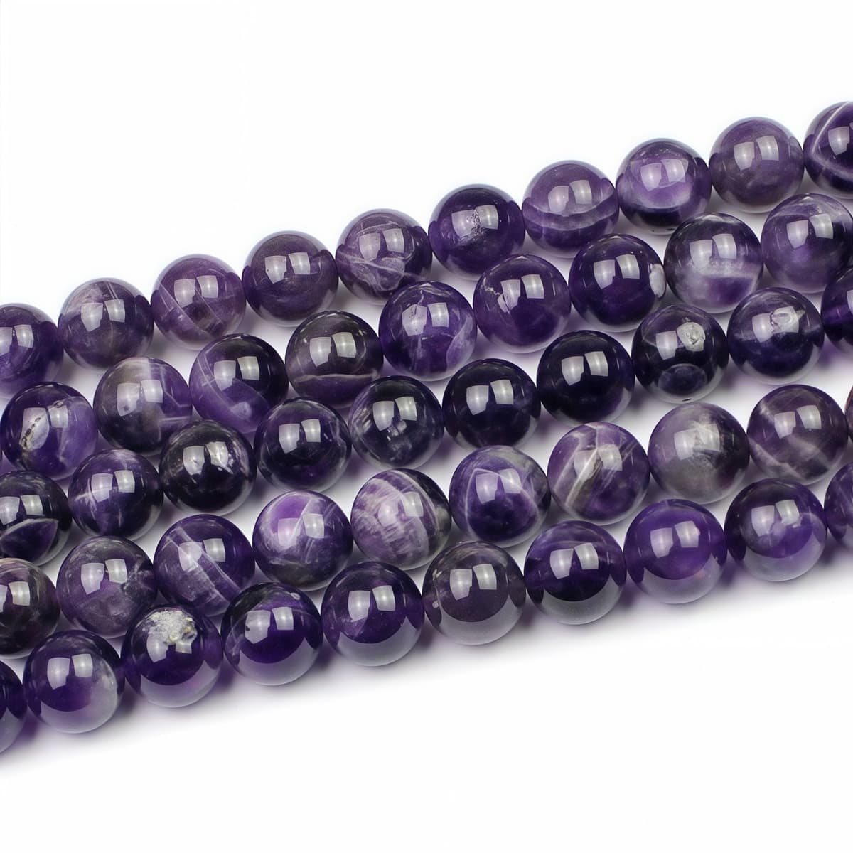 MJDCB 8mm 43 piezas Cuentas de Piedra Amatista Bicolor Redondas Sueltas Piedras Semipreciosas Naturales para Hacer Joyas Pulseras Collares — view 4