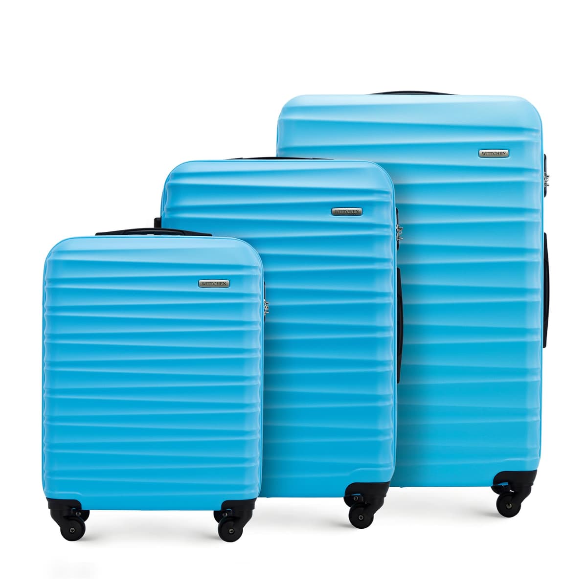 WITTCHEN Maleta Grande Trolley ABS rígido para facturación con 4 Ruedas giratorias Cerradura de combinación asa telescópica Groove Line Negro Ryanair/Vueling/Iberia/easyJet/Iberia Express — view 86