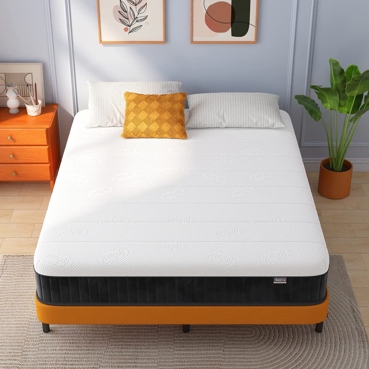 Mattress Queen Size, Swbvs 10 Inch Memory Foam with with Pokect Spring Hybrid Firm Queen Mattress in a Box Pressure Relief & Supportive Matelas — view 4
