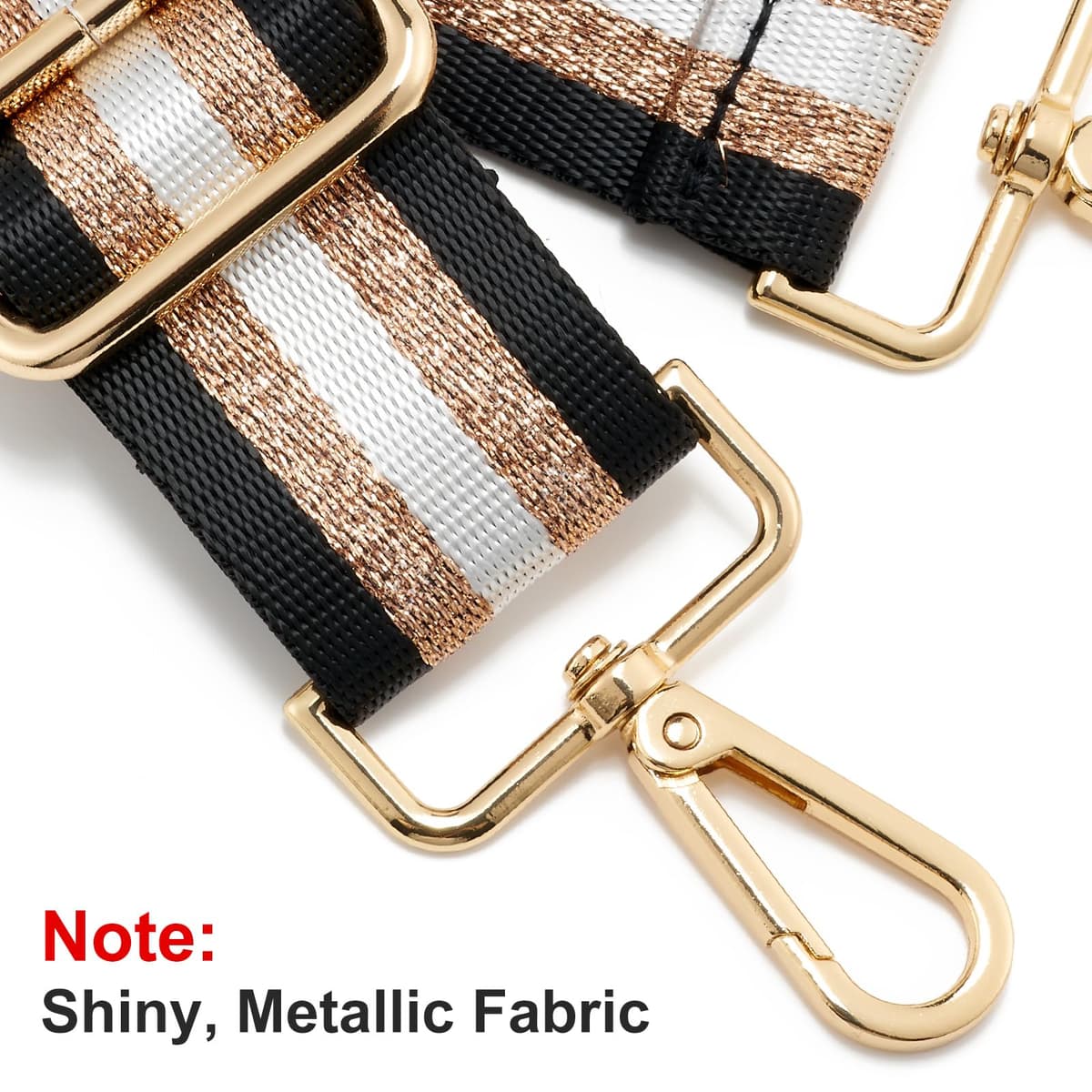ZOOEASS Wide Shoulder Strap, Guitar Style Adjustable Purse Strap with Gold Buckle Replacement Woven Crossbody Straps for Handbags((3.8CM) Shining Black) — view 2