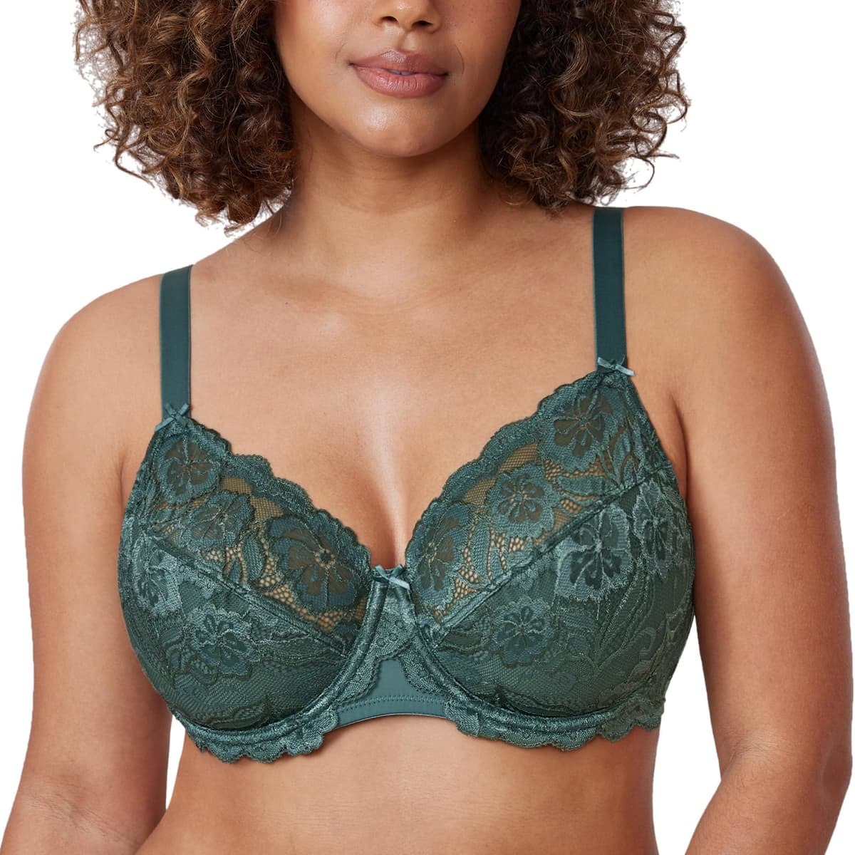 Delimira Women's Full Coverage Non-Foam Floral Lace Plus Size Underwired Bra — view 11