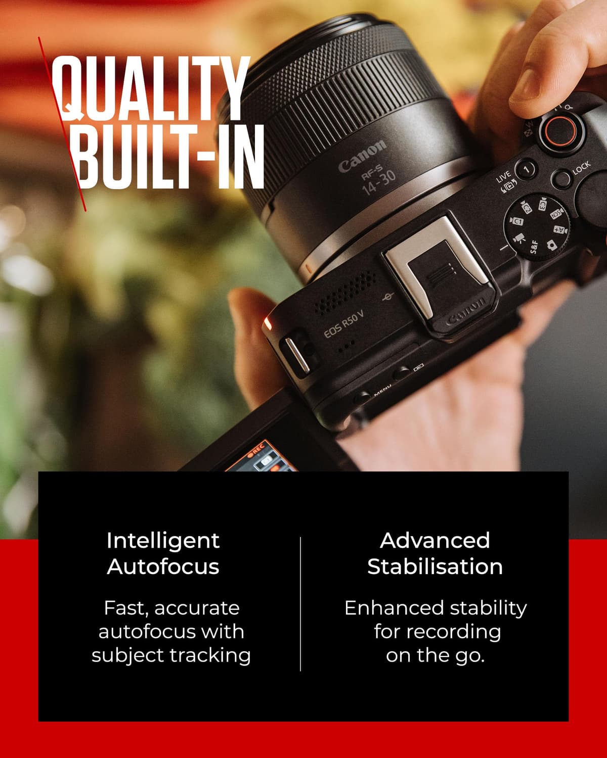 Canon EOS R50 V - Vlogging Camera Body Only Compatible with Canon RF Lens | Content Creator Equipment for Vlogging & Travel | Bluetooth Enabled — view 4