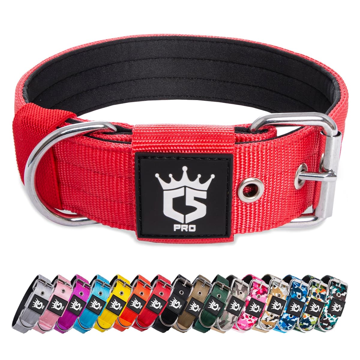 TSPRO Collar Táctico para Perros Ajustable, Collares con Broche de Metal Robusto, de 3,8 cm de Ancho, Duradero y Cómodo para Perros Medianos y Grandes (Rojo M)