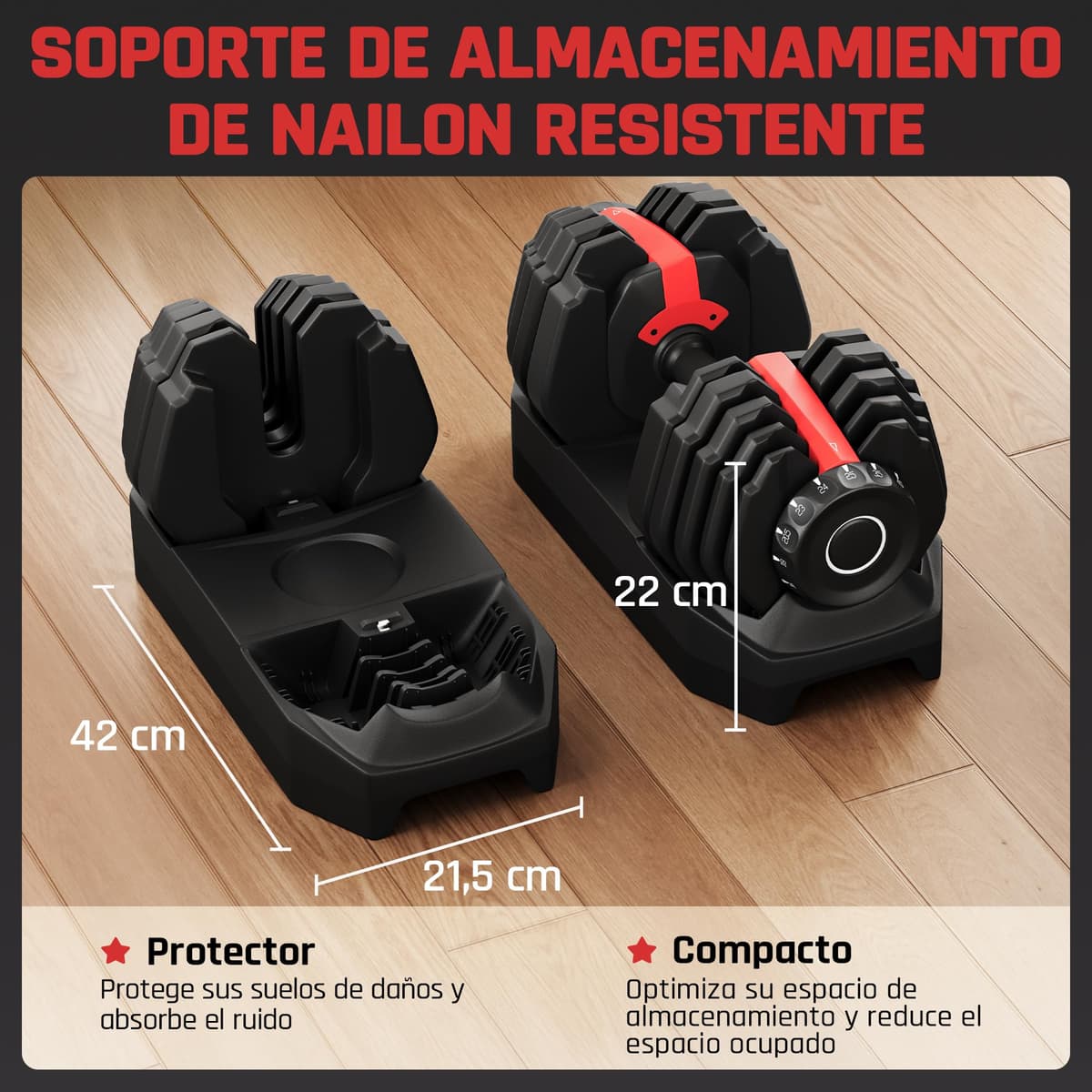 Yaheetech Kit de 1-2pcs Mancuerna Ajustable 5-15 Niveles Rápido 2-25kg Seguridad de Doble Bloqueo, Agarre Antideslizante, Ahorro de Espacio Para Gimnasio en Casa — view 3