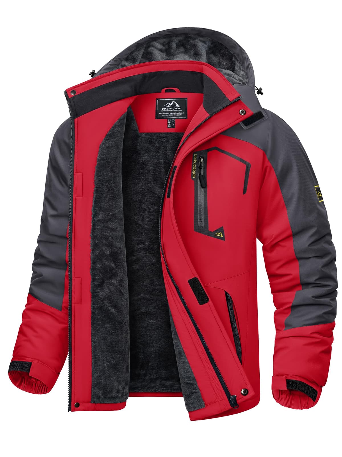 KEFITEVD Hombre Impermeables Lana Chaquetas Impermeables Esquí Cálidos Invierno Abrigos Térmicos Exteriores Abrigos con Capucha Desmontable — view 10