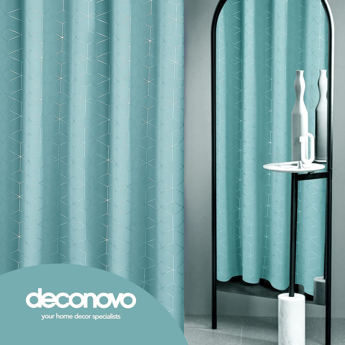 Deconovo Blackout Curtains, Modern Sky Blue Curtains for Living Room, Thermal Curtains, Ring Top Curtains, Noise Isolating, 46" W x 72" H, Set of 2 — view 2