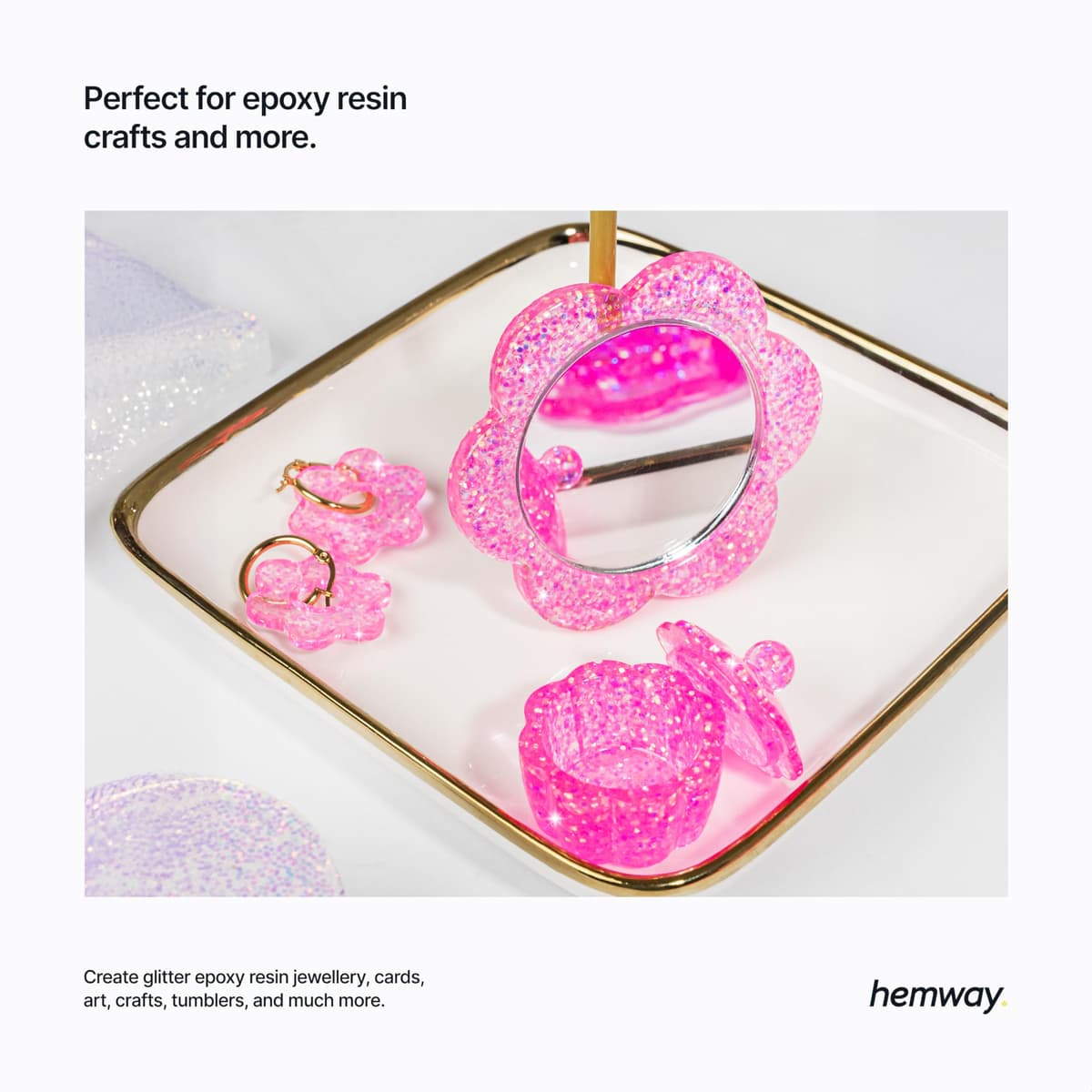 Hemway Ultra Sparkle Glitter Baby Pink Iridescent 100g Fine | Glitter for Arts & Craft, Makeup, Nail Art, Crafting, Card Making, Sparkle Decoration — view 4