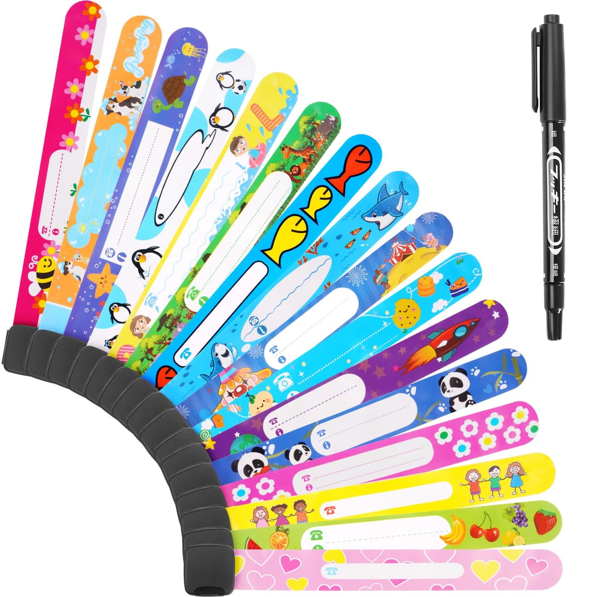Vicloon Pulsera Identificativa Niños + Marcador, 8 piezas Pulsera Seguridad Anti perdida Pulsera de Emergencia Impermeable Reutilizable para Niños Niñas Bebé Arneses de seguridad Bebé — view 8