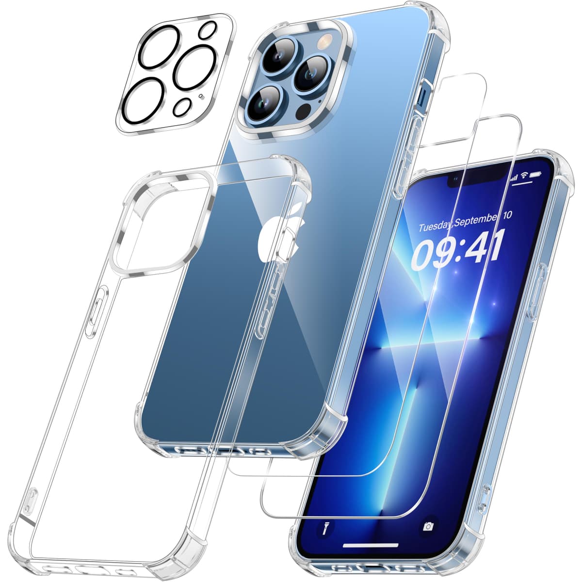 FLLAO 4 en 1 Funda para iPhone 15 con 2 Protector Pantalla y 1 Protector Lente Cámara, [Almohadilla de Aire integrada] Antigolpes Antiarañazos Carcasa 6,1 Pulgadas, Transparente — view 13