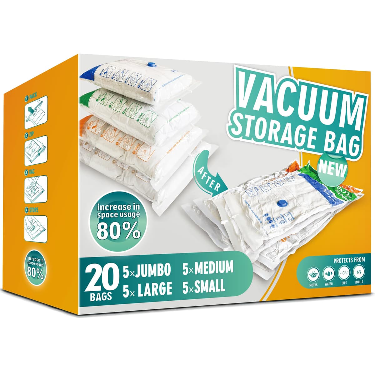 STORAGE MASTER Space Saver Bags for Travel and Home Reusable Vacuum Storage Bags Save 80% More Storage Space Work with Vacuum Cleaner (9 Small, No Pump Included) — view 14