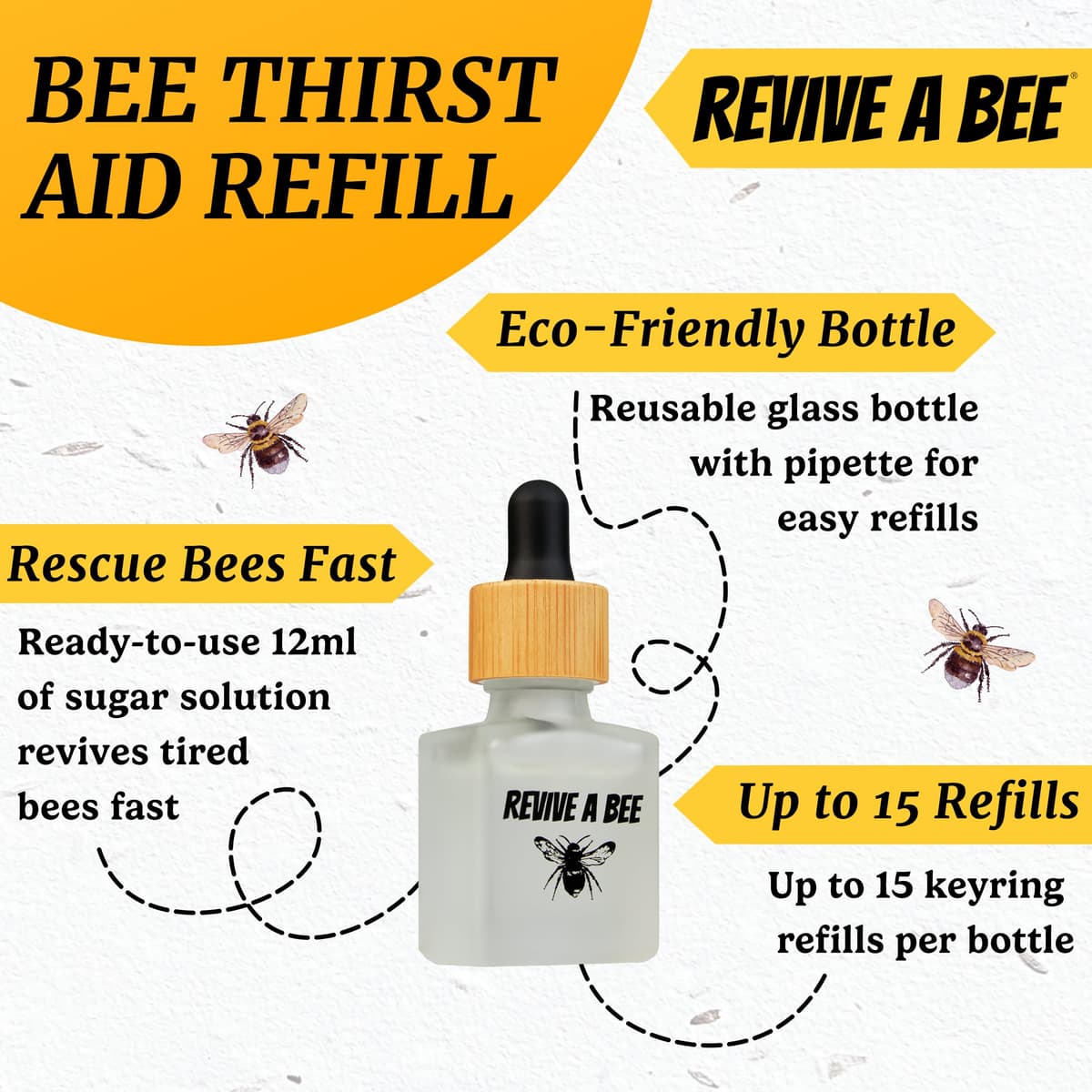 Revive a Bee Gift Box 1 x Bee Revival Kit Keyrings 1x Refill Bottle & Plantable Seed Paper — view 3