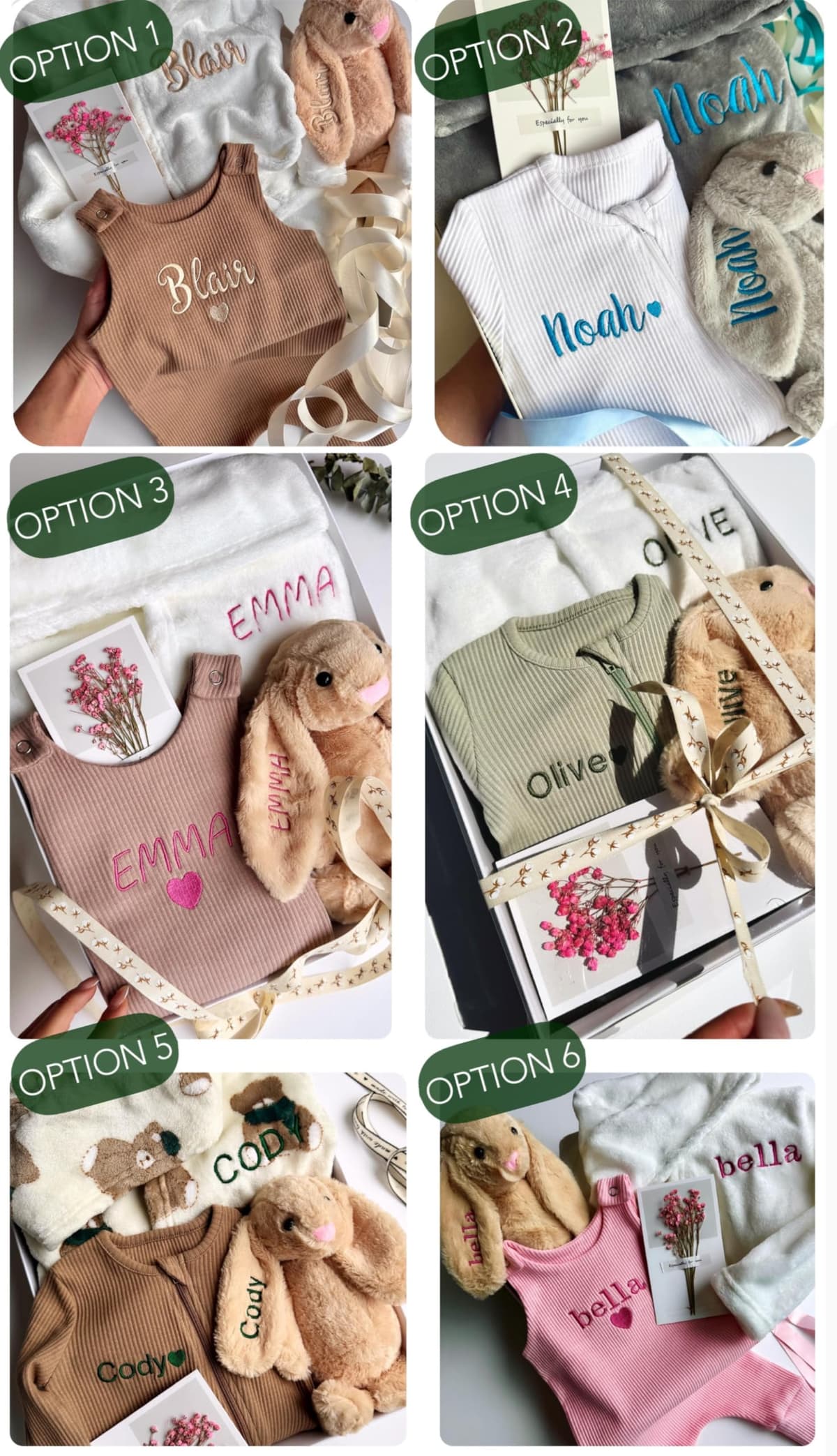 Personalised Baby Gift Set with Box or Without for Baby Boy or Baby Girl, Perfect for Baby Shower Gifts & Christenings with Gift Message Card Ready to Gift (Option 3, 3-6 Months) — view 3