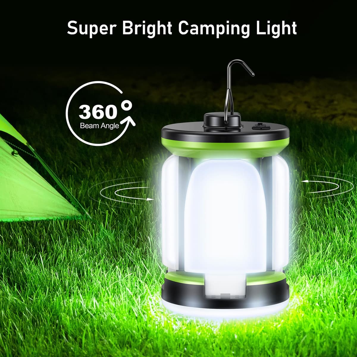 Blukar Lámpara Camping, Linterna de Camping Led Recargable - 7 Modos Lluminación 60 LED Super Brillante Lampara Camping Más de 10 Horas de Duración de La Batería para Camping, Emergencia, Pesca, etc — view 2