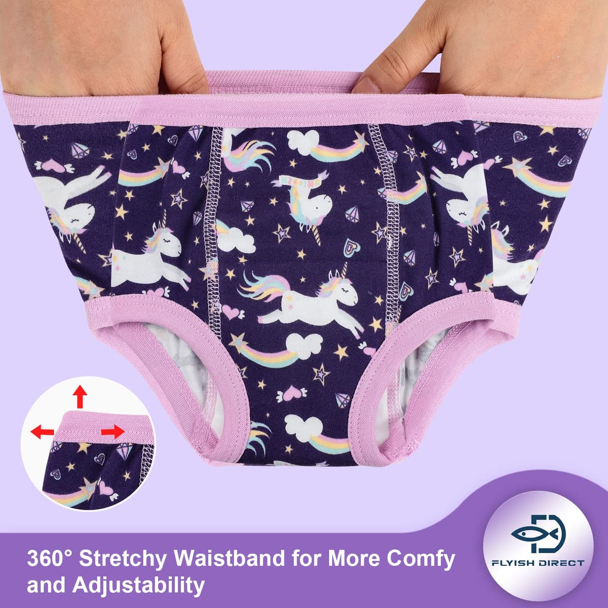 FLYISH DIRECT Potty Training Pants, 6 Packs of 100% Cotton Toilet Training Pants for Girls, Absorbent and Reusable Potty Underwear for Toddlers, 4 Years, Purple — view 4
