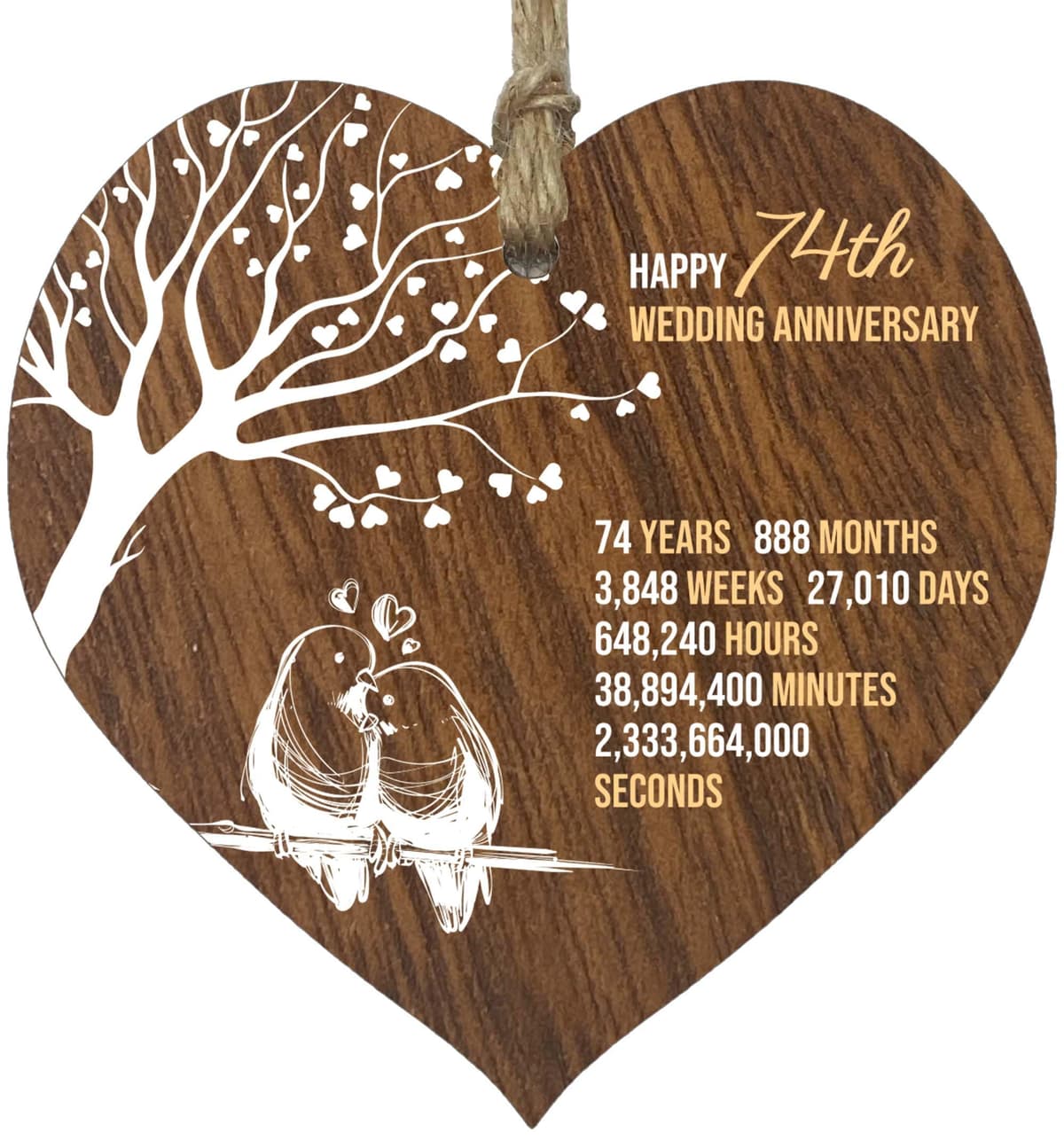 13th Wedding Anniversary Wooden Heart Plaque, Dark Wood Sign Keepsake, Celebrate Lace Anniversary Wife Husband Boyfriend Girlfriend, Plaque with Quotes Gifts from the Kids — view 13