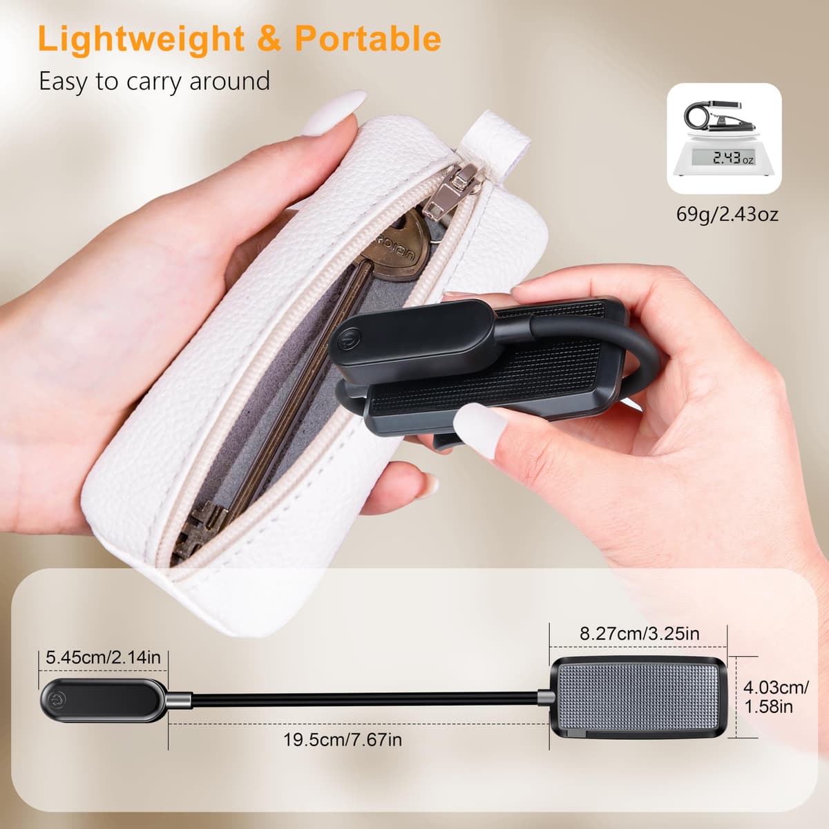 Gritin 16 LED Reading Light, Book Light 3 Eye-Protecting Modes Book Lamp (White/Amber/Mixed) - Stepless Dimming, Rechargeable, Long Battery Life, 4-Level Power Indicator, Flexible Clip on Book Light — view 8