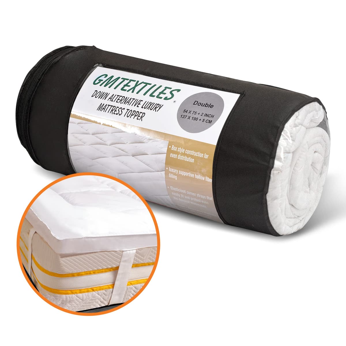 II II HOTEL QUALITY(Microlite) MICRO FIBER MATTRESS TOPPER THICK 5 CM, BOX STITCHED IN, ANTI ALLERGENIC Double(137X190cm) — view 6