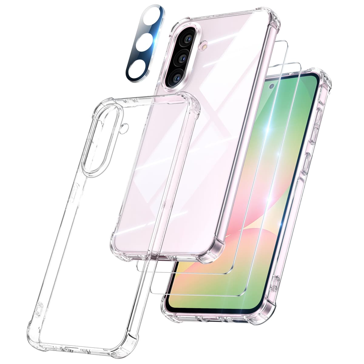 FLLAO 4 en 1 Funda para iPhone 15 con 2 Protector Pantalla y 1 Protector Lente Cámara, [Almohadilla de Aire integrada] Antigolpes Antiarañazos Carcasa 6,1 Pulgadas, Transparente — view 123