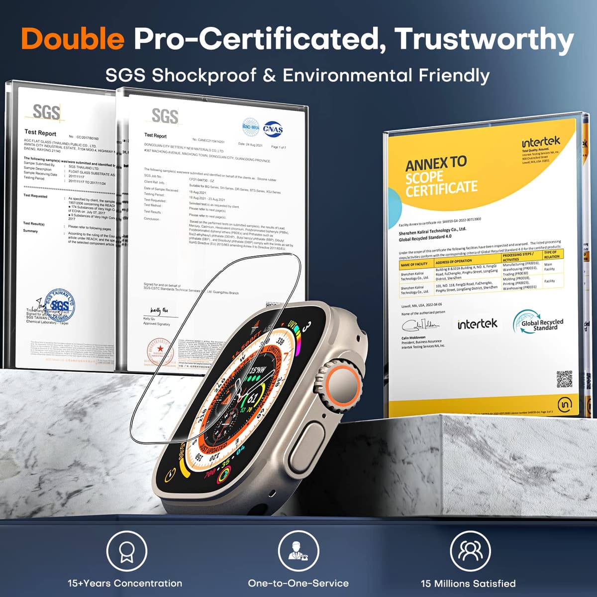 TOCOL [4 Pack Screen Protector for Apple Watch Ultra/Ultra 2(2023) 49mm, [10X Military-Grade Shockproof], Tempered Glass Screen Protector for iWatch Ultra 49mm, Anti-Scratch, High Definition, Clear — view 6