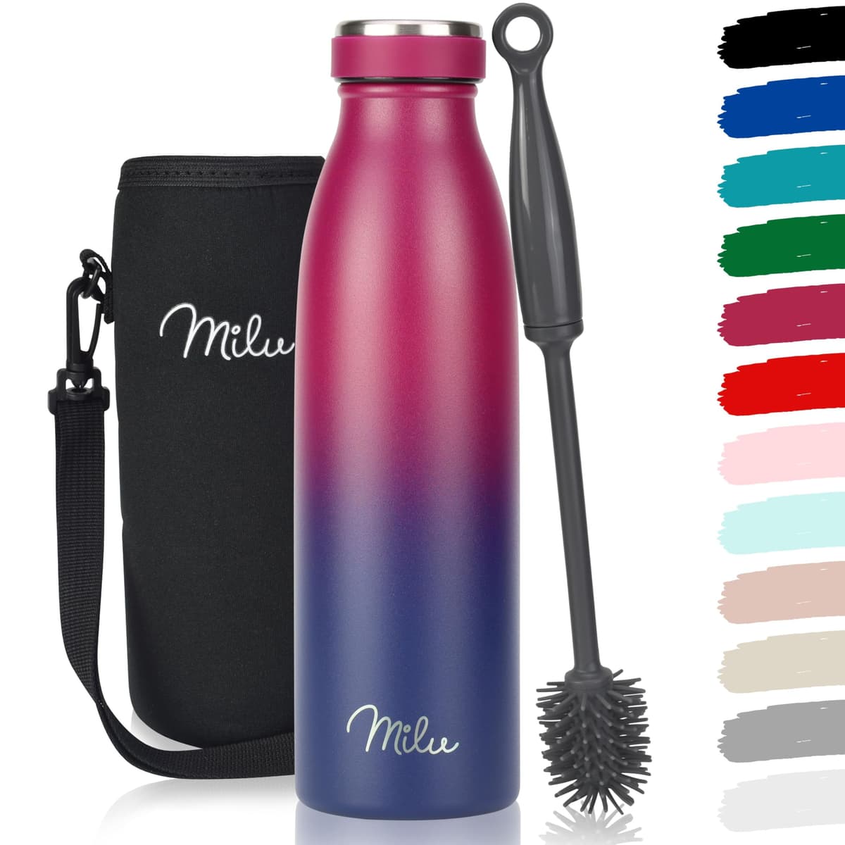 Milu Stainless Steel Drinking Bottle 1500 ml - Insulated Thermo Flask for Water - Leak Proof, Insulated and Double Walled, Carbonated (Granite Navy Blue, 1,5L) — view 13