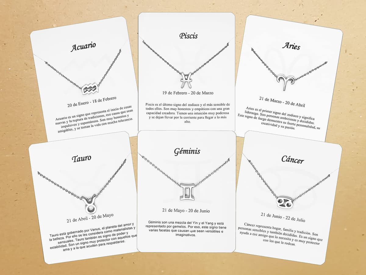 Collar Signo Zodiaco Acero Inoxidable hermosa Tarjeta Significado Signo Zodiacal Colgante Horóscopo Para mujer Regalo Cumpleaños — view 5
