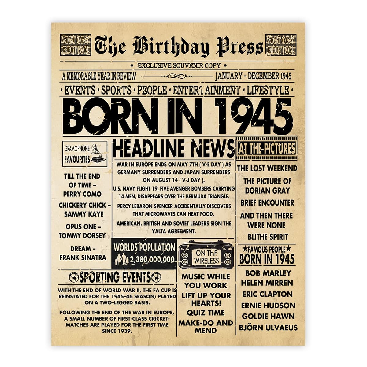 Stuff4 50th Birthday Poster Unframed - Born In 1976 Vintage Newspaper - Happy 50th Birthday Gifts for Women Men Retro Back In 1976, 8x10 Inch Decor Decoration Bday Party — view 44