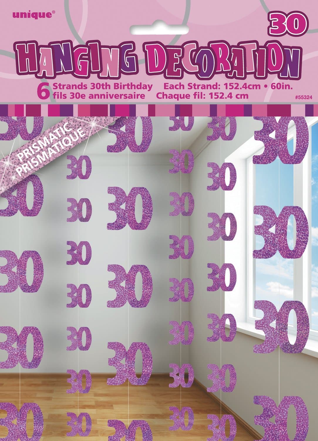 Unique Party 92068 - 9ft Foil Glitz Pink Happy 80th Birthday Banner — view 5