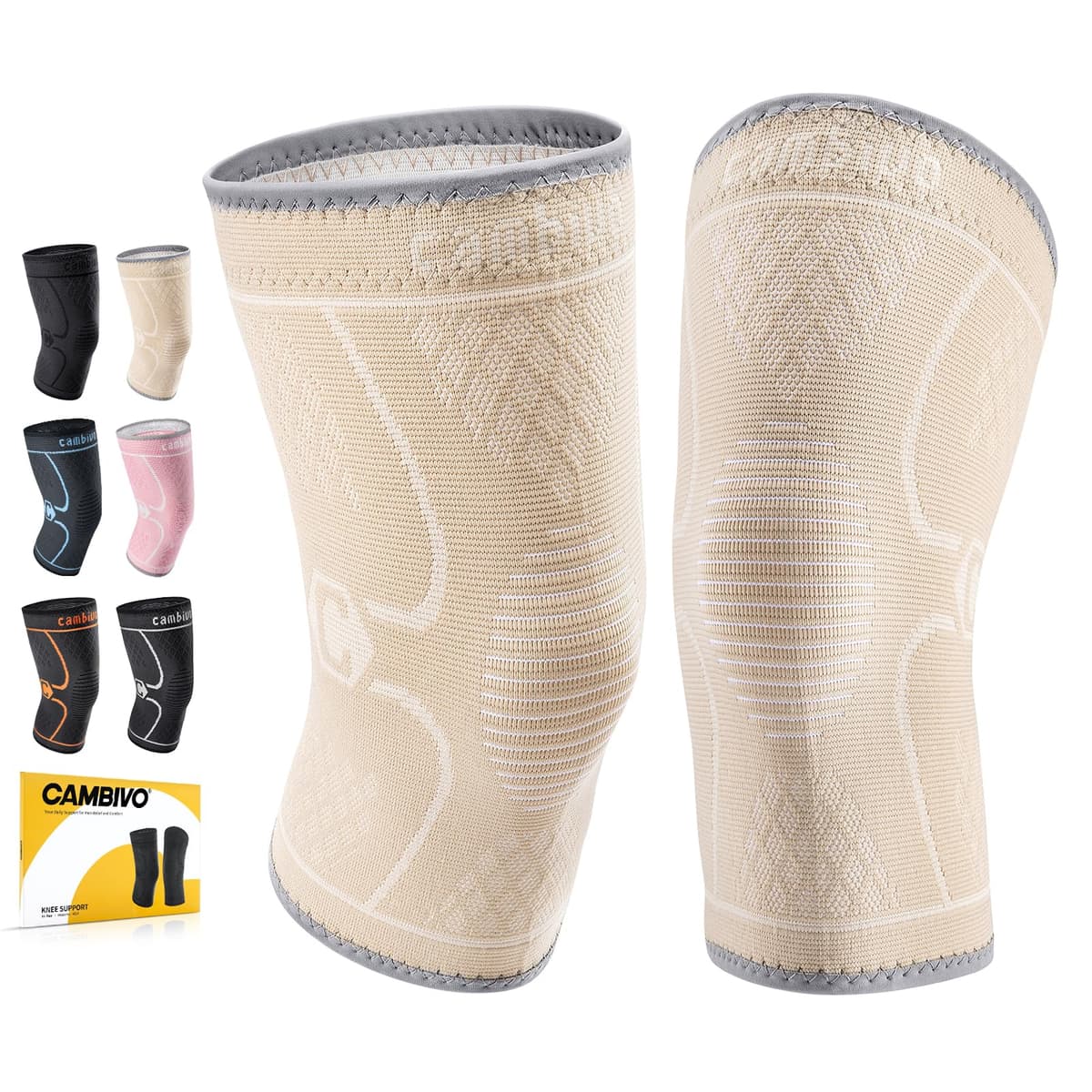 CAMBIVO 2Pcs Rodilleras Gym de Compresion, Rodilleras Menisco y Ligamento, Rodillera Transpirable y Antideslizante para Gym, Voleibol, Baloncesto, Correr, Bicicleta, Unisex — view 11