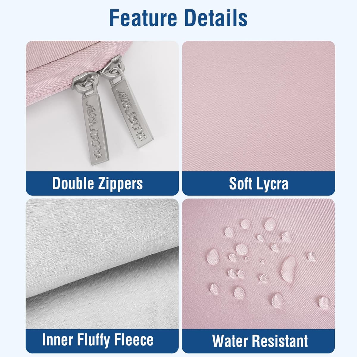 MOSISO Laptop Case 13 inch, 13 inch Laptop Sleeve Bag Compatible with MacBook Air M5 M4 M3 M2 M1 2026-2018 / Neo A18 chip/Pro 13 M2 M1, Neoprene Computer Sleeve Bag with Small Case, Baby Pink — view 4