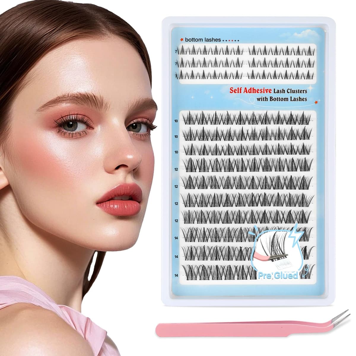 Sixstarhair Eyelashes Individual Kit Wispy Cluster Lashes with Lash Glue and Remover, Tweezers, Natural Individual Lashes Kit 448Pcs DIY Eyelash Extension Kit 4 Styles Lash Clusters Book 10-16mm — view 13