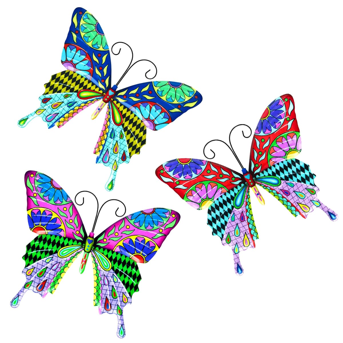 SUNNEKO Large Metal Butterfly Garden Ornaments Outdoor, Metal Wall Art Big Butterfly Decorations for Outside Garden Shed Fences Yard Decorations Wall Hanging (3 PCS) — view 10