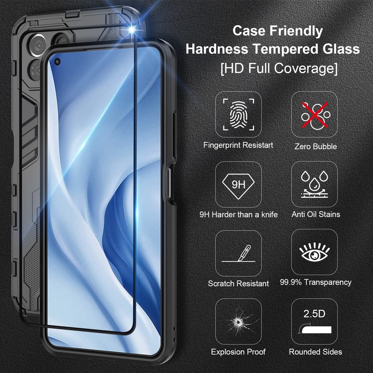 Funda para CMF Phone 2 Pro, Carcasa Antigolpes con Soporte anular metálico, Case Protectora de Grado Militar, Negro — view 1699