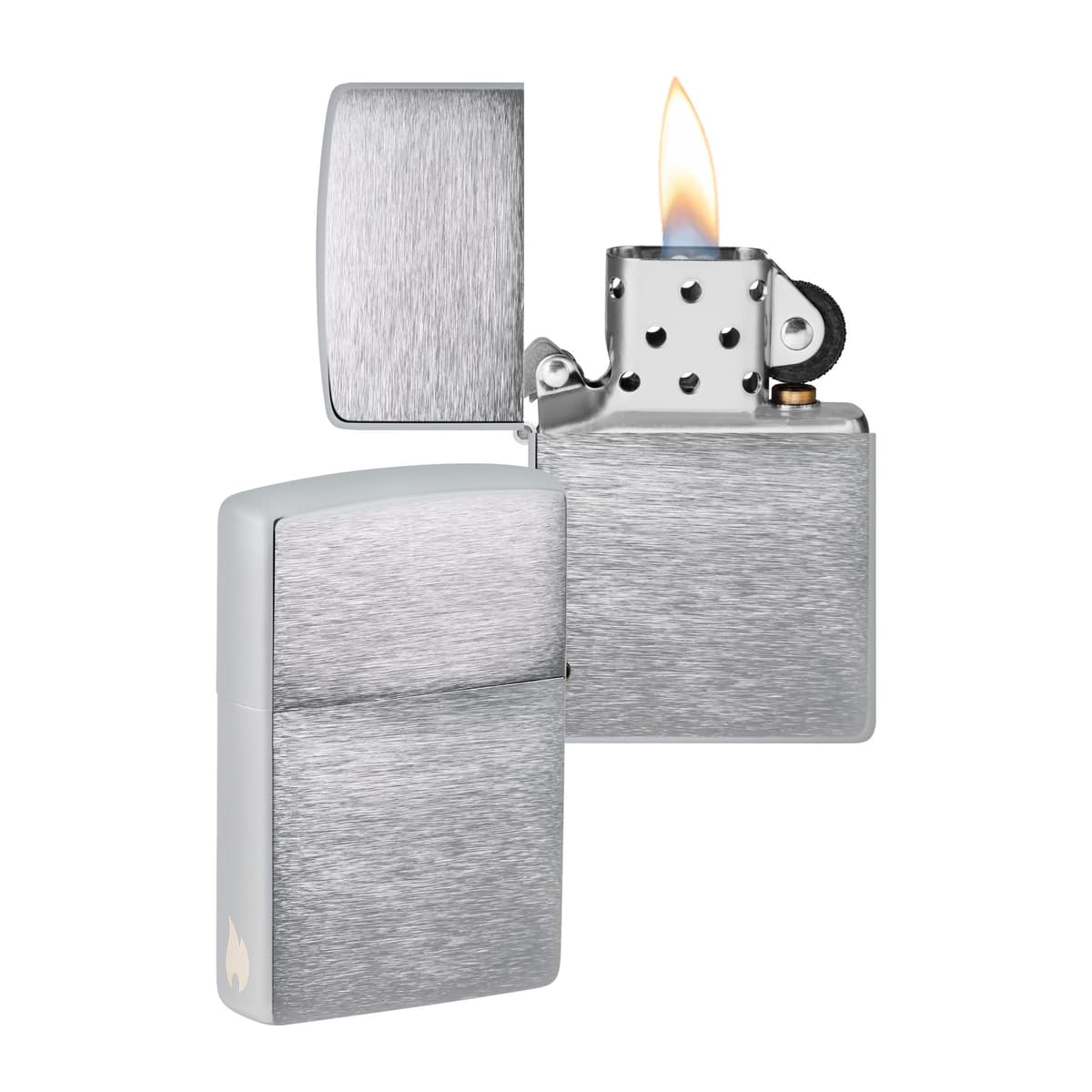Zippo Encendedor a Prueba de Viento - Diseño de Llama - Cromo Cepillado - Recargable - Reutilizable - Diseño a Prueba de Viento - Caja de Regalo Hecho en EEUU - Exclusivo en Amazon