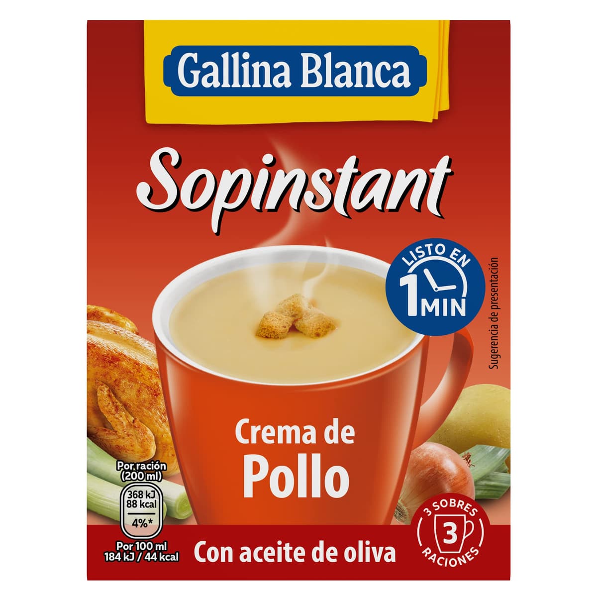 Gallina Blanca Sopinstant Crema de Pollo con Picatostes, 63 Gramos — view 2