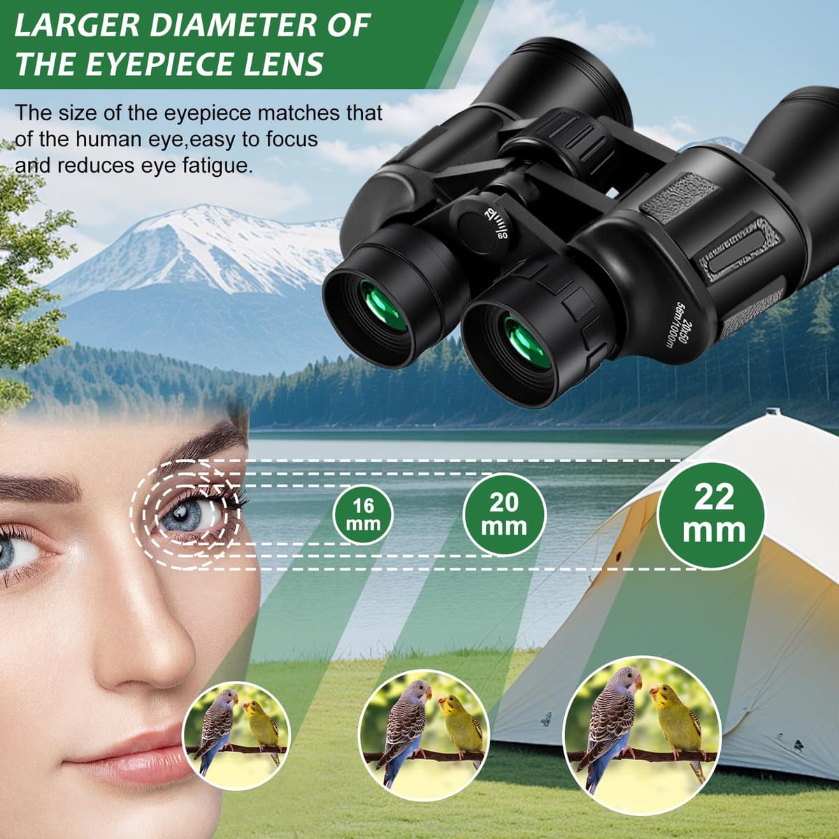 20x50 High Power Binoculars for Adults Bird Watching,Waterproof Binoculars Telescope with Clear Vision, BAK4 Prism, FMC Lens, Ideal Essenstials for Travel Camping Hiking Football Games Black — view 3