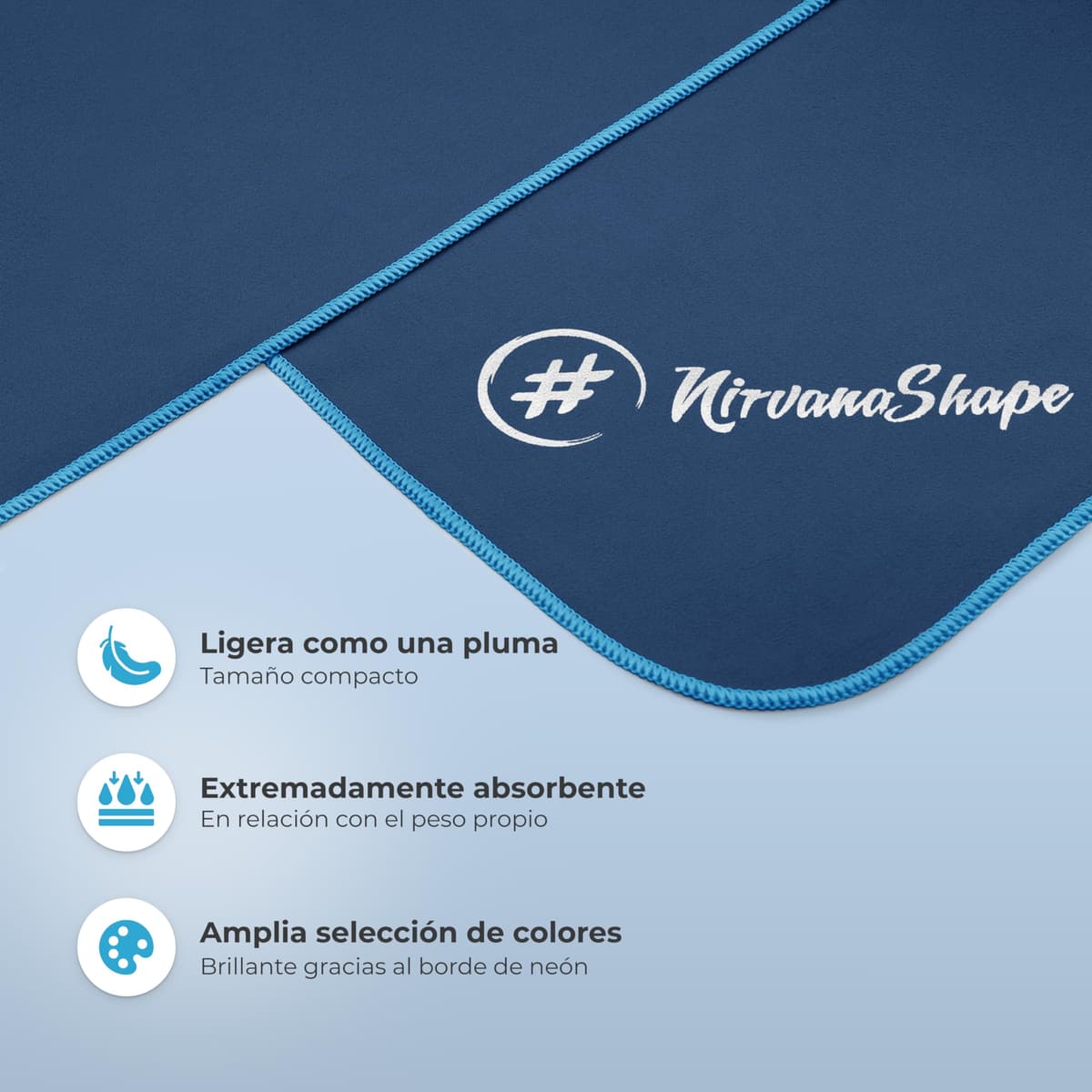 NirvanaShape Toalla de Microfibra | 14 Colores | 8 Dimensiones | Toalla de Viaje Ligera, Absorbente y de Secado Rápido | Toalla de Baño para Viajes | Ideal para Playa, Camping, Yoga y Sauna — view 2
