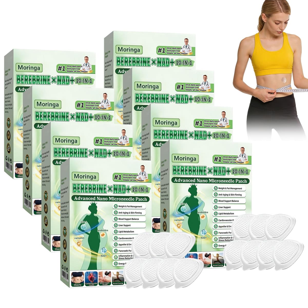 6 Cajas Moringa x Berberine Patch 10 en 1, Parche Avanzado de Nano Microagujas, Ingredientes Naturales, Parche de Metabalance Profesional, Fácil de Aplicar, para Hombres y Mujeres (6 Cajas) — view 13