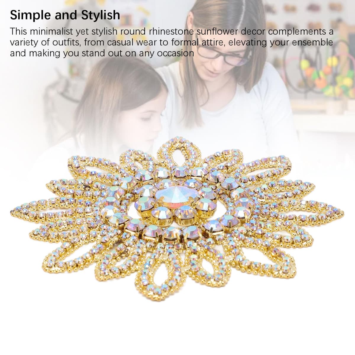 Glass Rhinestone Sunflower Round Flower Shape Decor with Circular Stereoscopic Appearance, Dazzling Brilliance for Clothing Shoe Bag Jewelry Decoration — view 5