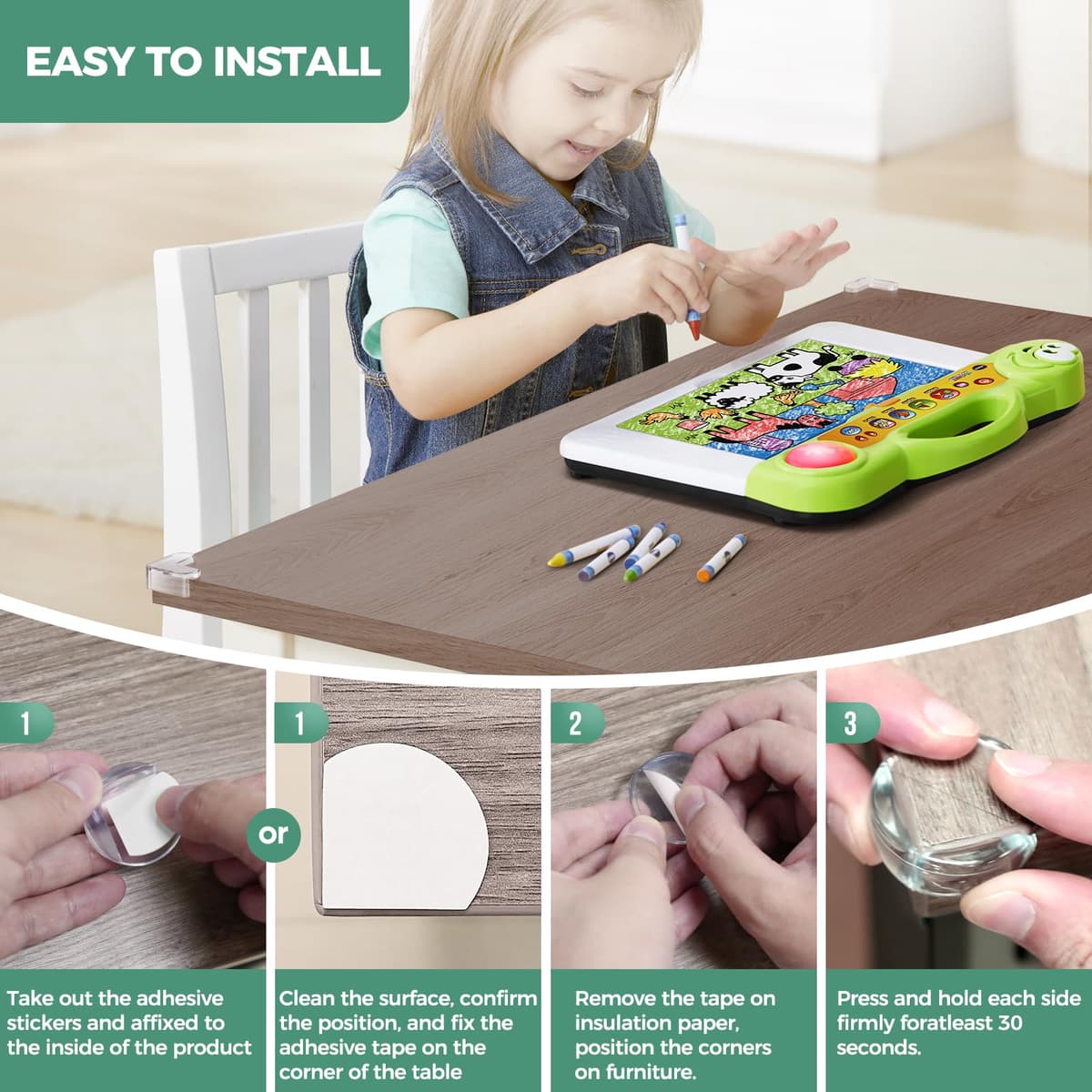Peakally Corner Protectors for Baby Pack of 12, Thick Table Furniture Edge Protectors for Kids with Strong Adhesion, Corner Guard & Edge Safety Bumpers Clear - 6 R and 6 L — view 7