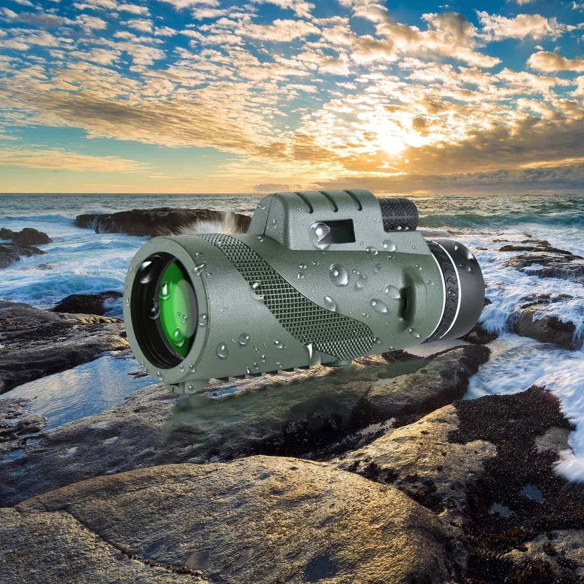 10x50 High Powered Monocular Telescope, Compact Non-Slip Portable Monocular for Bird Watching, Camping, Hiking, Travel, Concerts and Outdoor Viewing（Green） — view 5