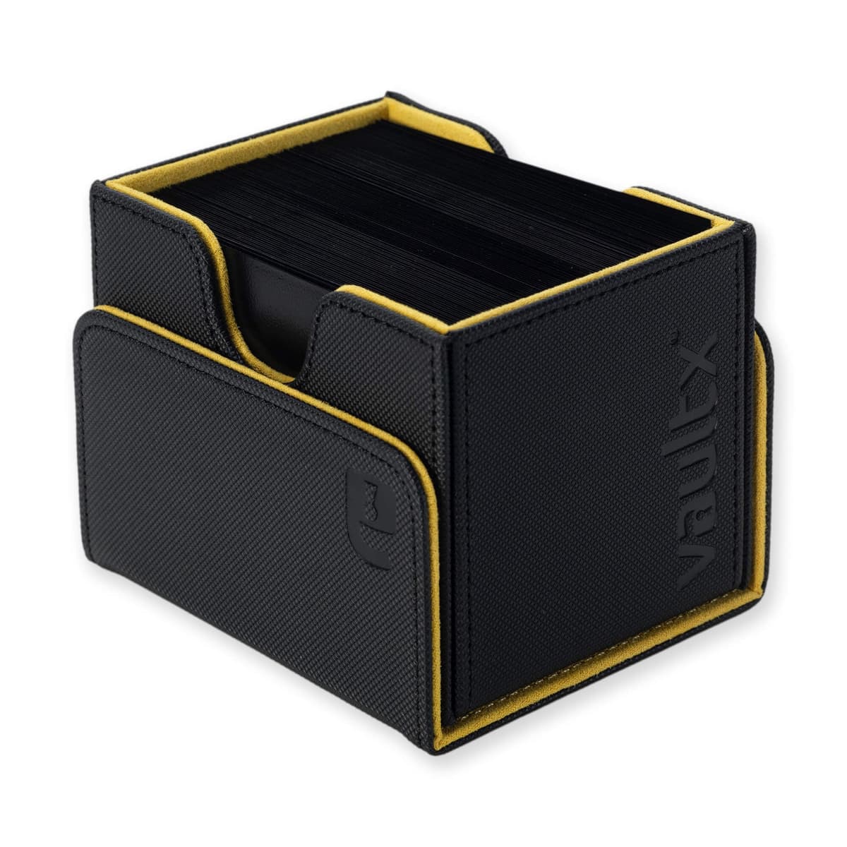 Vault X Caja para mazos de cartas coleccionables de carga lateral, 100+ cartas, material Exo-Tec de primera calidad, tapa magnética extraíble, MTG Commander, TCG (Negro/Amarillo) — view 5