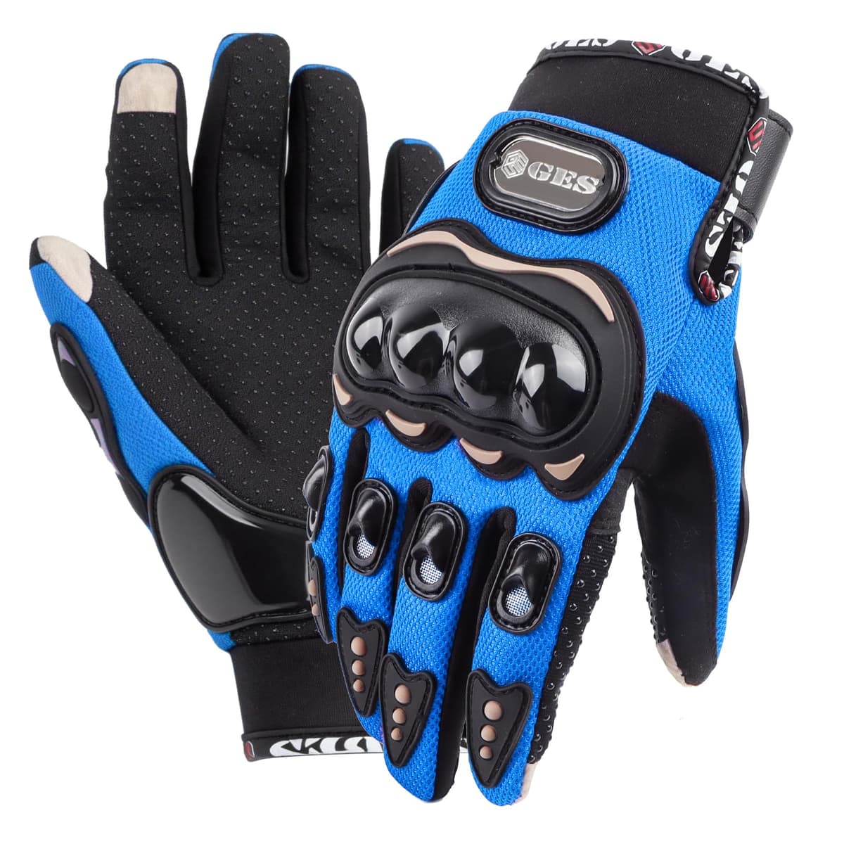 GES Motorcycle Riding Gloves for Men, All-Weather Full Finger Touch Screen Gloves, Breathable Water Resistant Motocross Racing Gloves for ATV, Dirt Bike, Scooter