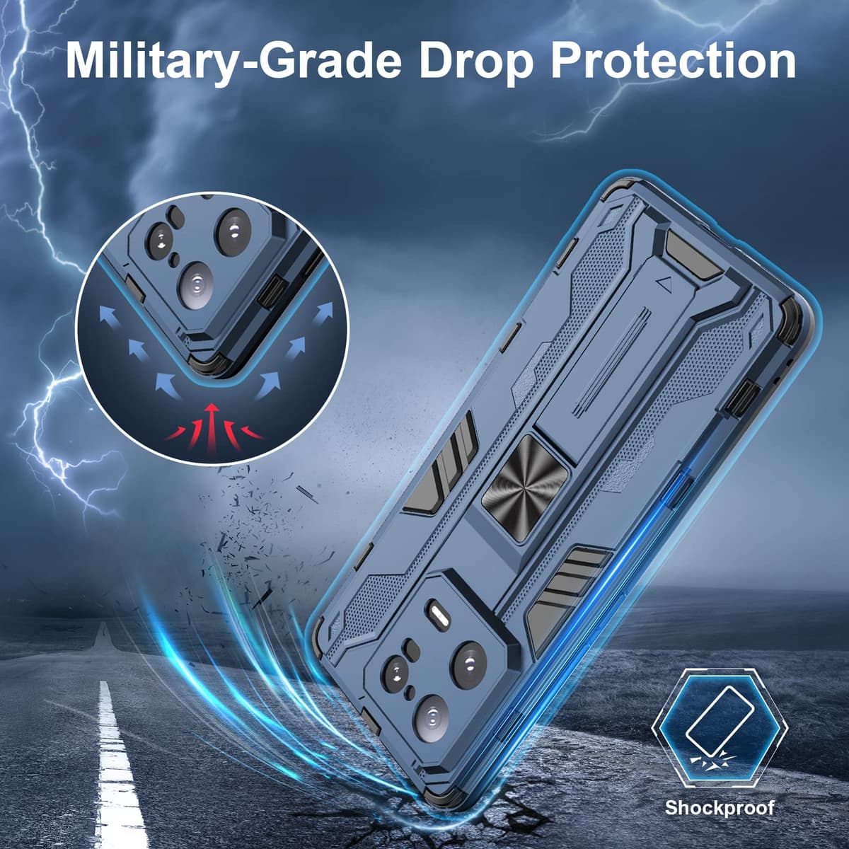 Funda para CMF Phone 2 Pro, Carcasa Antigolpes con Soporte anular metálico, Case Protectora de Grado Militar, Negro — view 1036