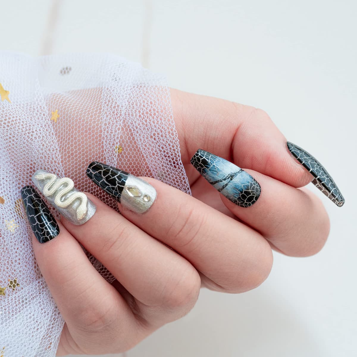 Sun&Beam Nails Handmade Press On Nail Long Coffin Ballerina Pink Flower Acrylic Fake Tip 3D Design Art Charms Cute with Storage Box 10 Pcs (S) — view 296