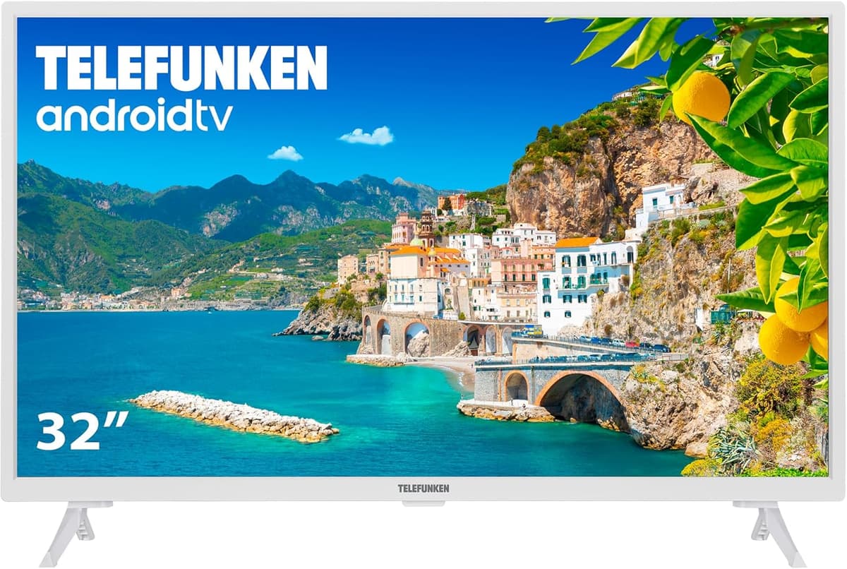 Telefunken 32DTAH724W - Android TV 32 Pulgadas Blanco, Resolución HD, HDR10, Bluetooth, Chromecast Integrado, Compatible con