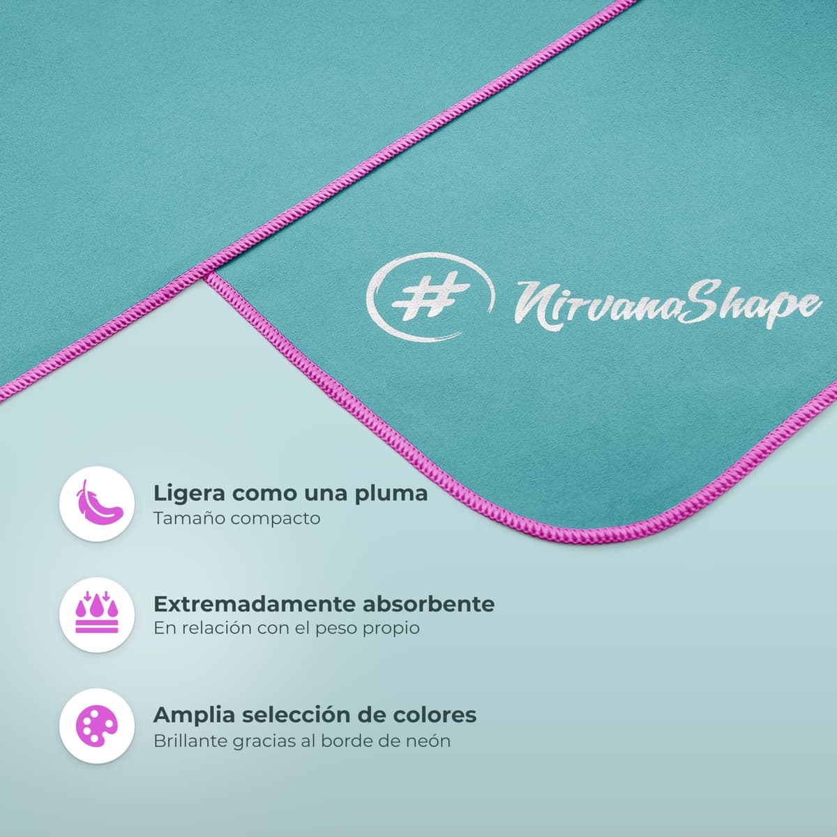 NirvanaShape Toalla de Microfibra | 14 Colores | 8 Dimensiones | Toalla de Viaje Ligera, Absorbente y de Secado Rápido | Toalla de Baño para Viajes | Ideal para Playa, Camping, Yoga y Sauna — view 2