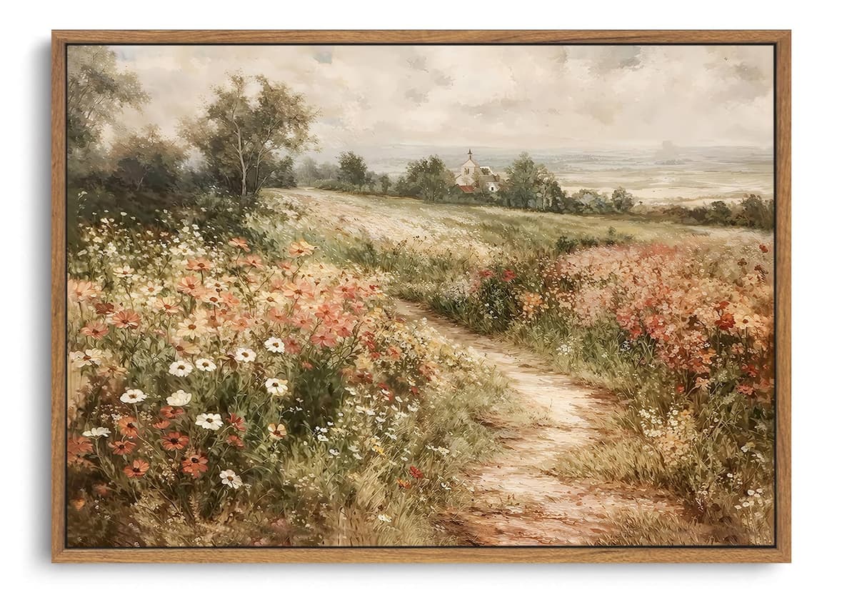 OIQArtOIQ Framed Canvas Wall Art,Vintage Decor,Landscape Nature Country Wildflower Paintings Farmhouse Pictures Modern Artwork Rustic Fall Flower Prints Cottagecore Office Living Room Bedroom Bathroom — view 37