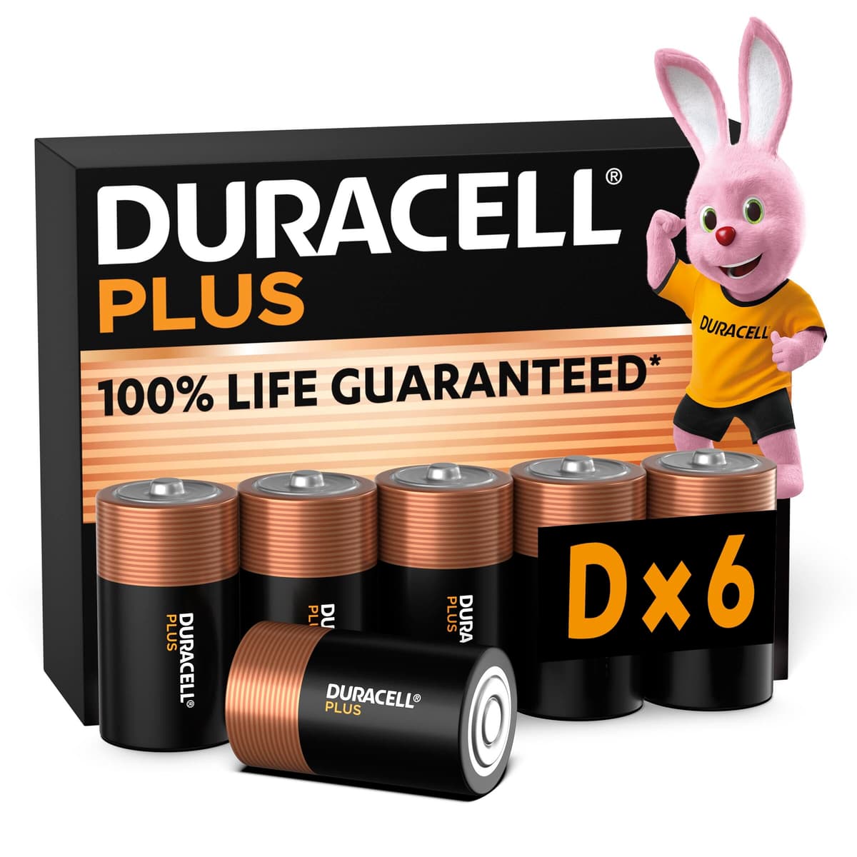 Duracell Plus pilas alcalinas D (paquete de 6), 1,5 V, LR20 MN1300 D Paquete de 6