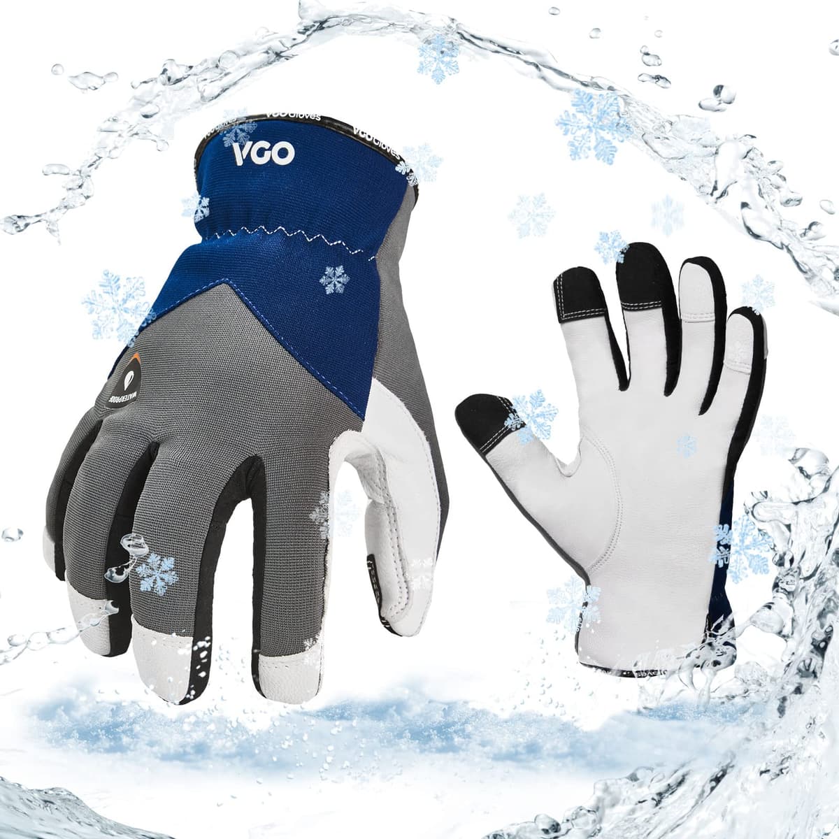 Vgo... 1-Pair -4℉ or above Thinsulate C100 Lined High Dexterity Touchscreen Synthetic Leather Winter Warm Work Gloves, Waterproof Insert (XL,Black,SL8777FW) — view 9