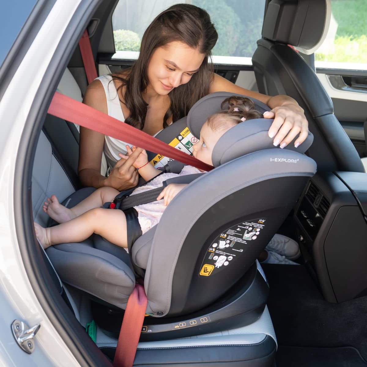 KikkaBoo Silla Coche Bebé sin ISOFIX i-EXPLORE 2, Grupo 0 1 2 3, i-Size 40-150 cm, Reclinable, 0-12 Años, Reposacabezas 14 Posiciones, Cojín y Arnés 5 Puntos, Grey — view 2